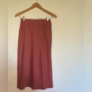 Midi length silky rust skirt